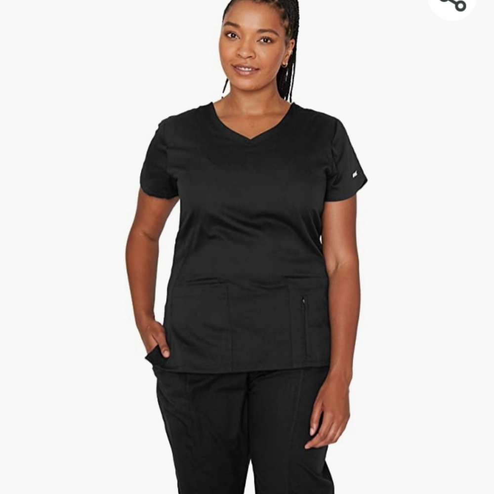 NWT- Grays Anatomy Zipper pocket Scrub Top- Black